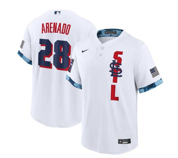 Men's St. Louis Cardinals #28 Nolan Arenado 2021 White All-Star Cool Base Stitched MLB Jersey Men's St. Louis Cardinals #28 Nolan Arenado 2021 White All-Star Cool Base Stitched MLB Jersey